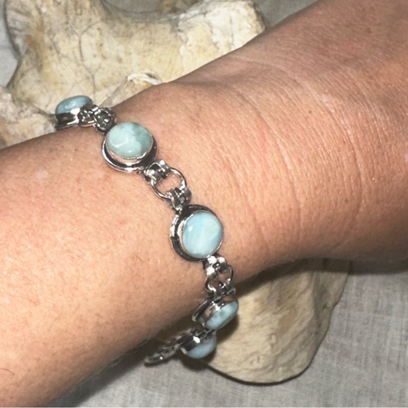 Caribbean Larimar Multi Gem  handcrafted bracelet - Picture 3 of 12